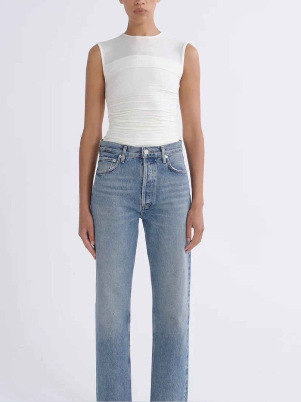 AGOLDE Pinch Waist High Rise Jeans Size 25 Light Wash 90s Straight Cotton